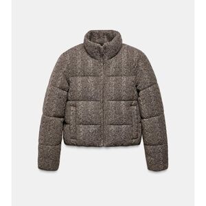 CABLE KNIT PADDED BOMBER JACKET WITH THERMAL INSULATION